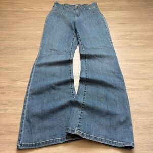 Y2K 28x32 Blue Flared Stacked Jeans Huge 10.5" Leg Opening